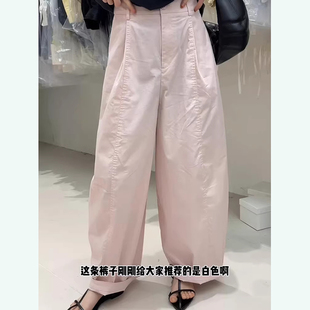 宽松高腰显瘦八分弯刀裤 新款 子xxs 女夏季 145小个子粉色休闲阔腿裤