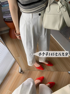 娇小个子145七分水洗棉直筒阔腿裤女夏薄款百搭宽松休闲工装裤xs8