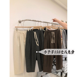 娇小个子七分欧货羊绒奶奶裤女秋冬加绒加厚显高八分哈伦萝卜裤xs