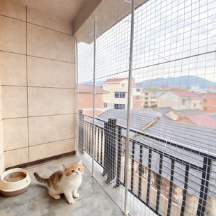 防猫跳窗神器网护栏加固铁围栏养猫封窗阳台网安全隔离猫笼可定制
