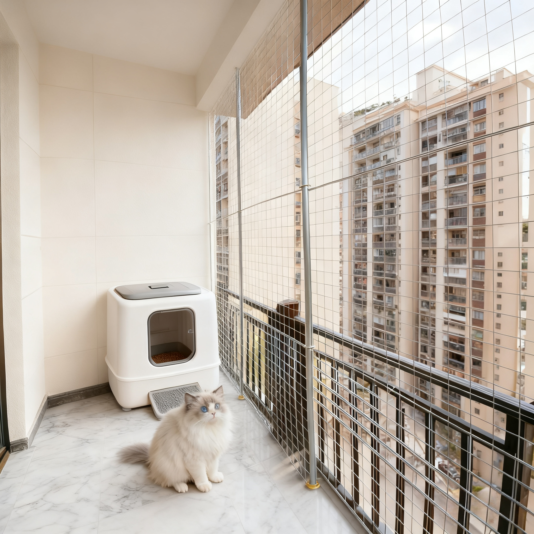 宠物笼猫笼防猫网挡门护栏加固铁围栏养猫封窗阳台网防猫跳窗神器 - 实物图