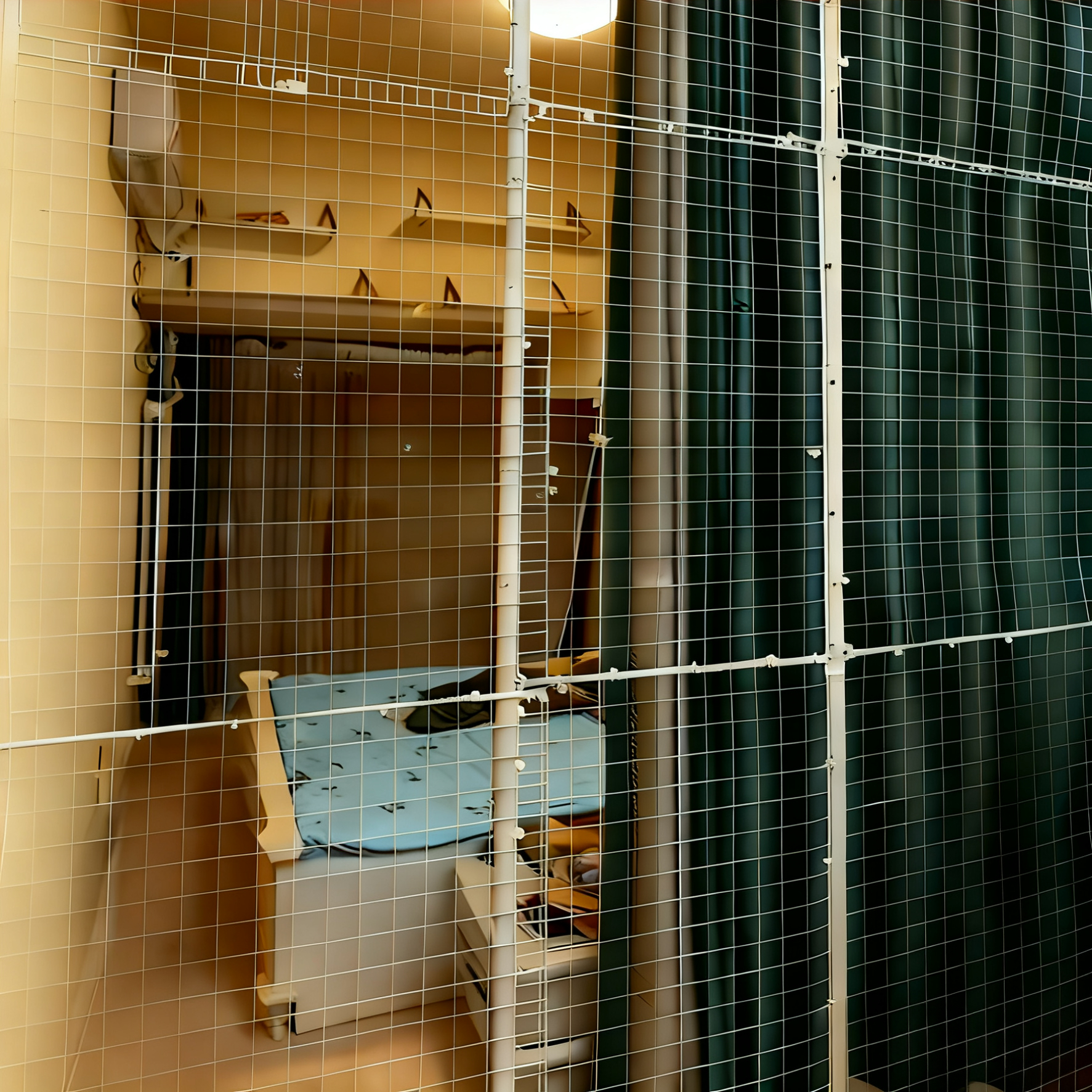 防猫网挡门护栏加固铁围栏养猫封窗阳台网安全隔离网防猫跳窗神器