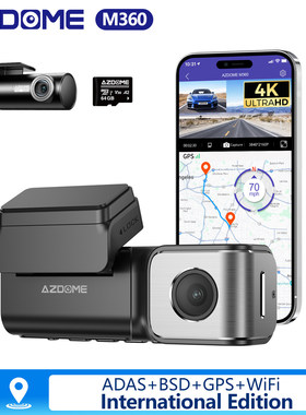 AZDOME M360 4K Dash Cam Dual Lens Car DVR GPS ADAS BSD WiFi