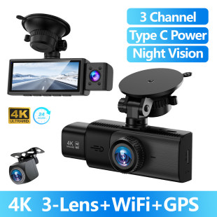 4K Dash Cam Car Dual Lens Recorder WiFi 24h Parking Monitor
