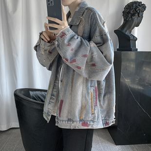 秋季牛仔外套男潮春秋韩版潮流痞帅炸街夹克潮牌ins宽松百搭衣褂