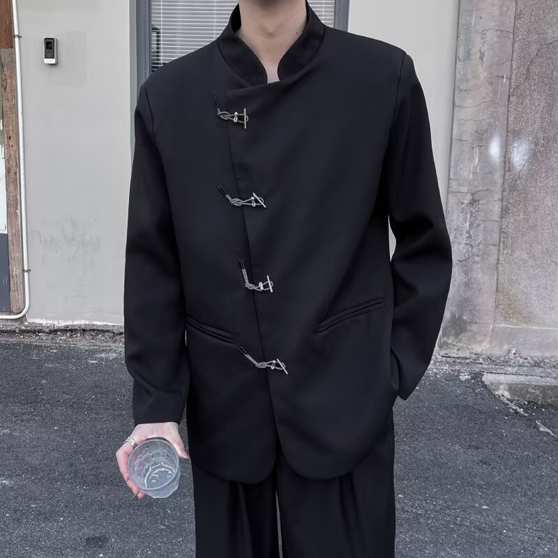 新中式中山装男装订婚婚礼西装外套立领西服痞帅新郎结婚礼服高档