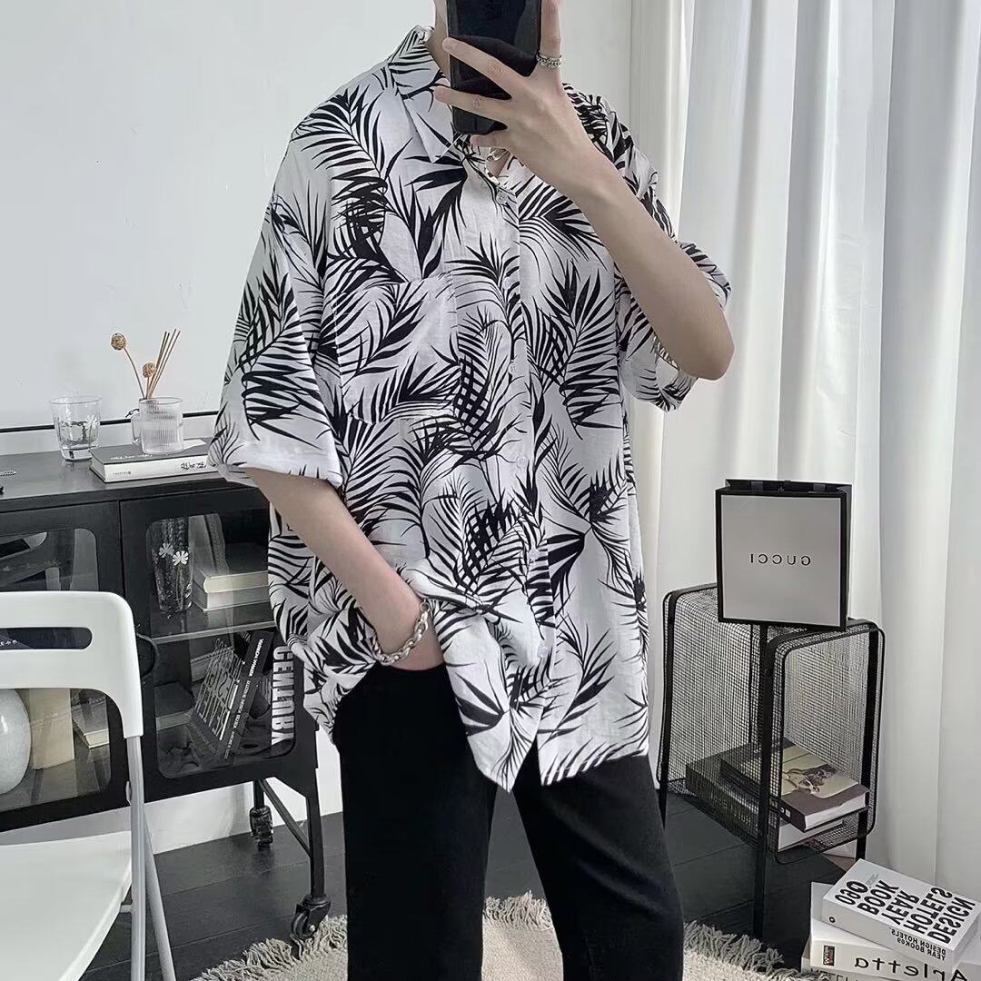 港风复古夏威夷满印短袖vintage