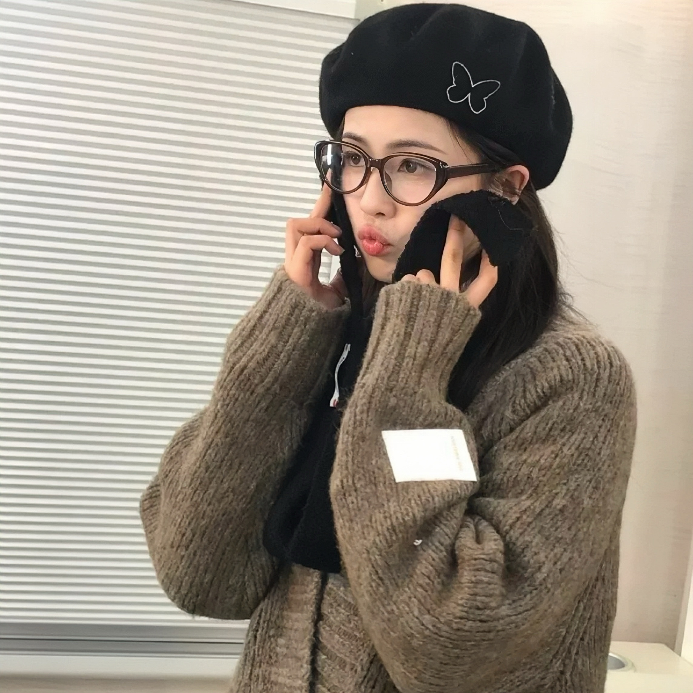 少女CEO白鹿同框橘猫框防蓝光复古茶色猫眼素颜平光眼镜女方圆脸