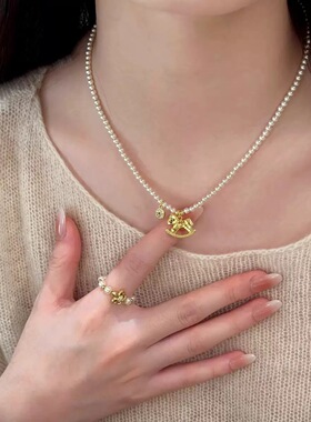 少女CEO【马上有钱】碎冰冰小马吊坠珍珠项链女秋冬轻奢小众项链