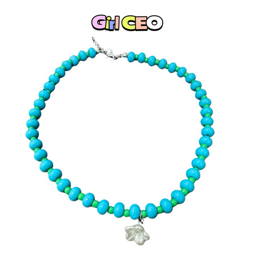 少女CEO | GIRLCEO【兰铃花】蓝绿相间串珠项链2026新款锁骨链