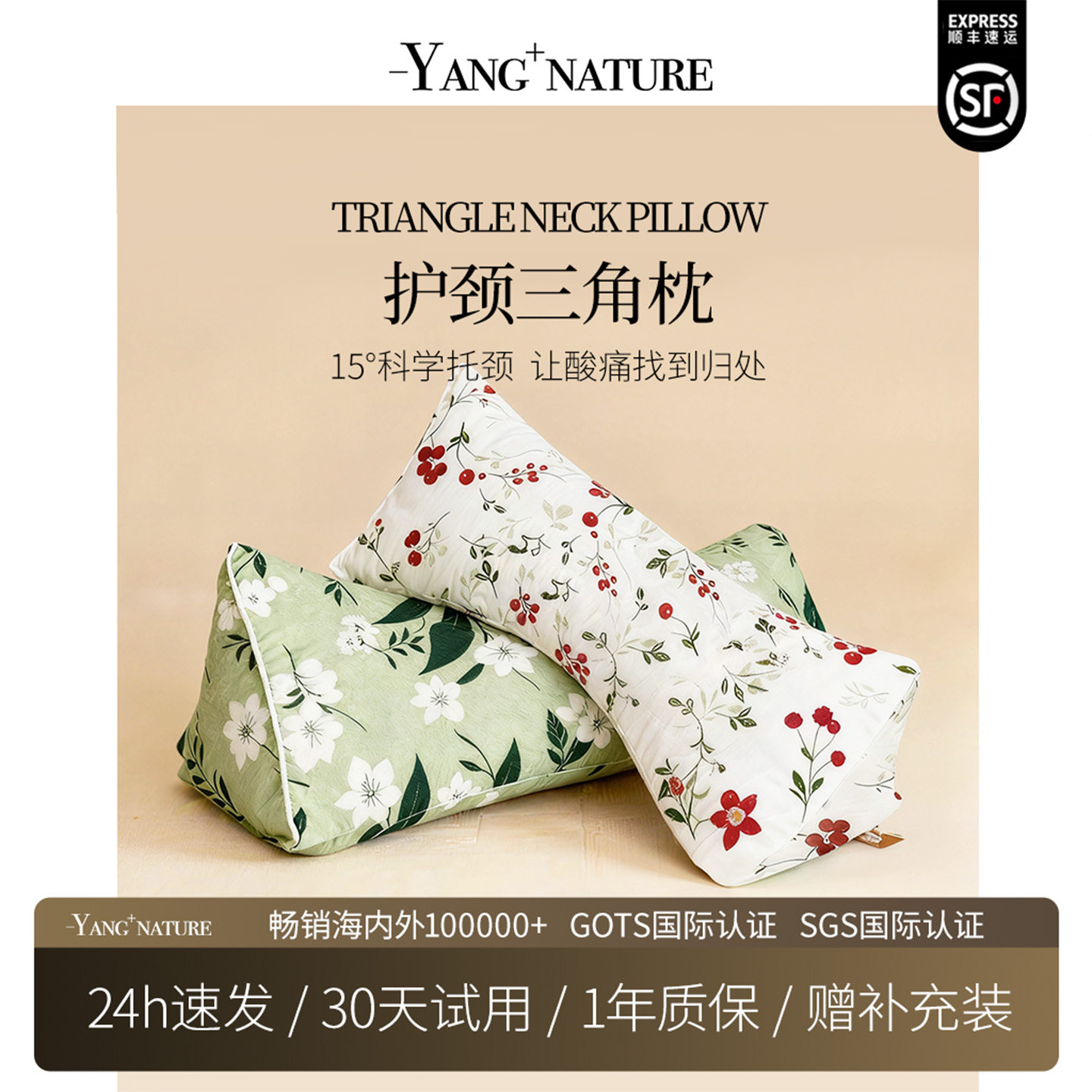 氧家三角枕护颈椎枕头枕芯荞麦壳