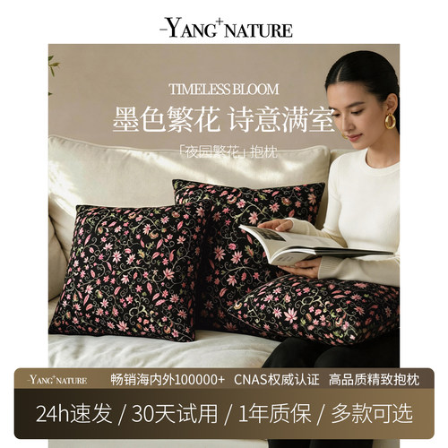 氧家新中式沙发抱枕女生睡觉专用抱枕靠垫简约高级轻奢客厅软装