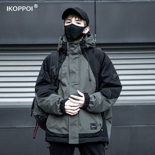 短款羽绒服男士秋冬季高级感痞帅工装外套宽松百搭潮牌连帽冲锋衣