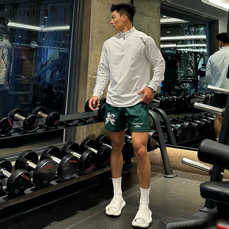 轻奢美式半拉链健身骑行运动速干衣男2026夏季防晒跑步篮球训练服