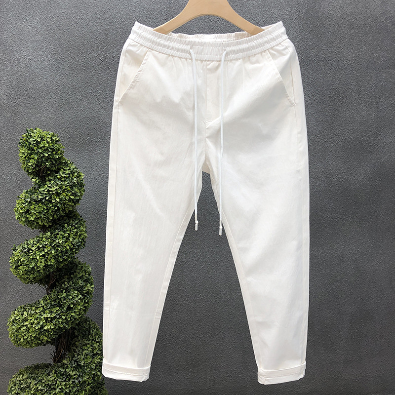 休闲裤男士秋季高街帅气百搭纯色九分裤子ins简约潮流小脚锥形裤