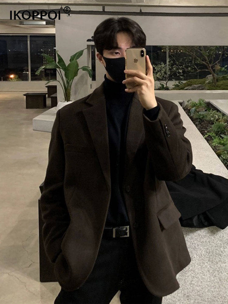 毛呢西服男士秋冬季加厚短款呢子大衣美式覆古高级感痞帅休闲上衣,男装,毛呢大衣,淘宝优惠券,粉丝福利购,淘宝优惠卷