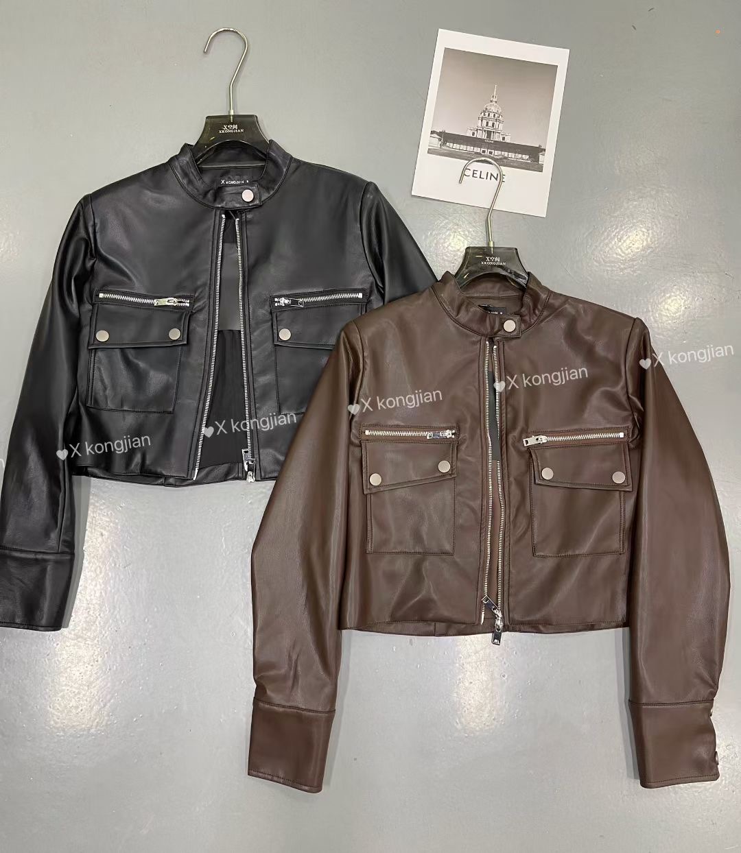 X空间2025年秋季新款韩版时尚休闲百搭宽松显瘦立领皮衣外套女