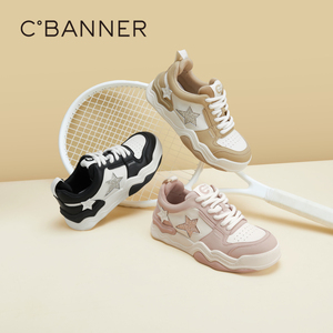 千百度厚底板鞋女春秋气质熊猫鞋休闲运动鞋内增高时尚黑白鞋百搭