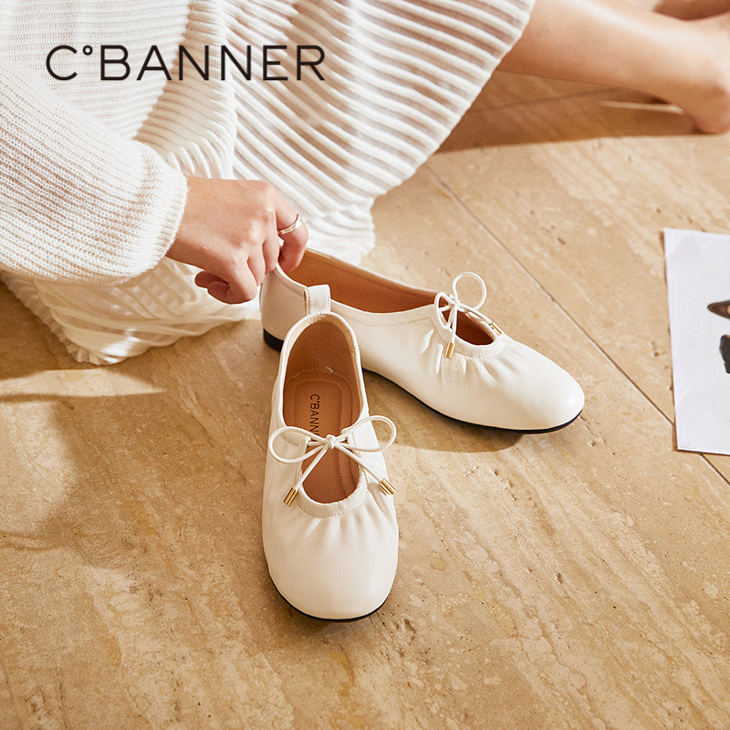 千百度蝴蝶结低跟浅口单鞋女2026春季新款平底小香风圆头晚晚鞋,女鞋,浅口单鞋,淘宝优惠券,粉丝福利购,淘宝优惠卷