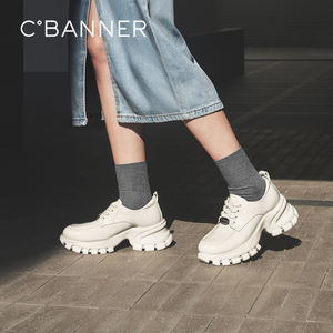 千百度时尚户外运动小皮鞋女款春秋百搭气质厚底舒适增高休闲鞋