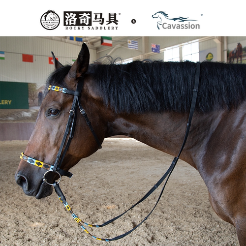 cavassion牛皮水勒缰 缰绳 马球马具用品马术装备骑马8218119