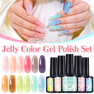 甲油胶gelpolish裸色冰透美甲套