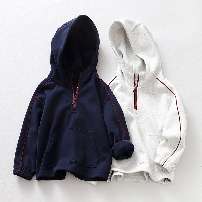 儿童半拉链上衣中大童洋气帽衫