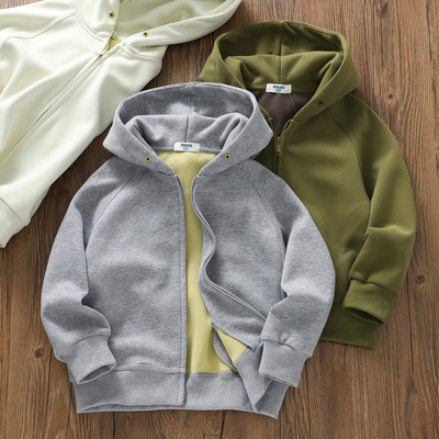 春秋高品质男童连帽卫衣开衫外套