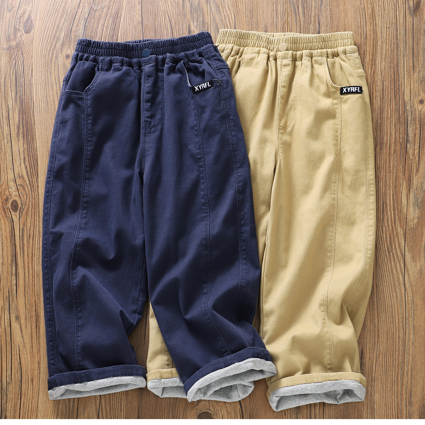 双层裤男童春秋新款卡其夹裤休闲