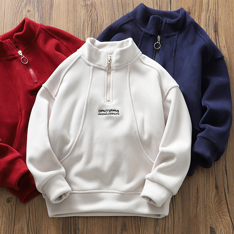 男童秋冬新款一体绒立领卫衣