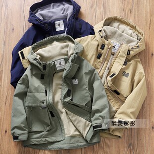 中大童防风保暖冲锋衣8 15岁L1 男童秋冬连帽加绒外套 高品质童装
