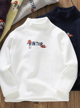 p特惠儿童撸猫绒长袖T恤高品质秋冬季保暖打底半高领套头衫L1