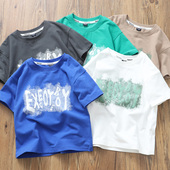 男童夏装 字母短袖 儿童宝宝圆领凉爽休闲T恤半袖 特惠童装 衫 外贸W8
