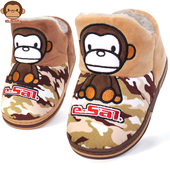 通盈潮猴儿童棉鞋 男童包跟大嘴猴子卡通幼儿宝宝防滑保暖家居拖鞋