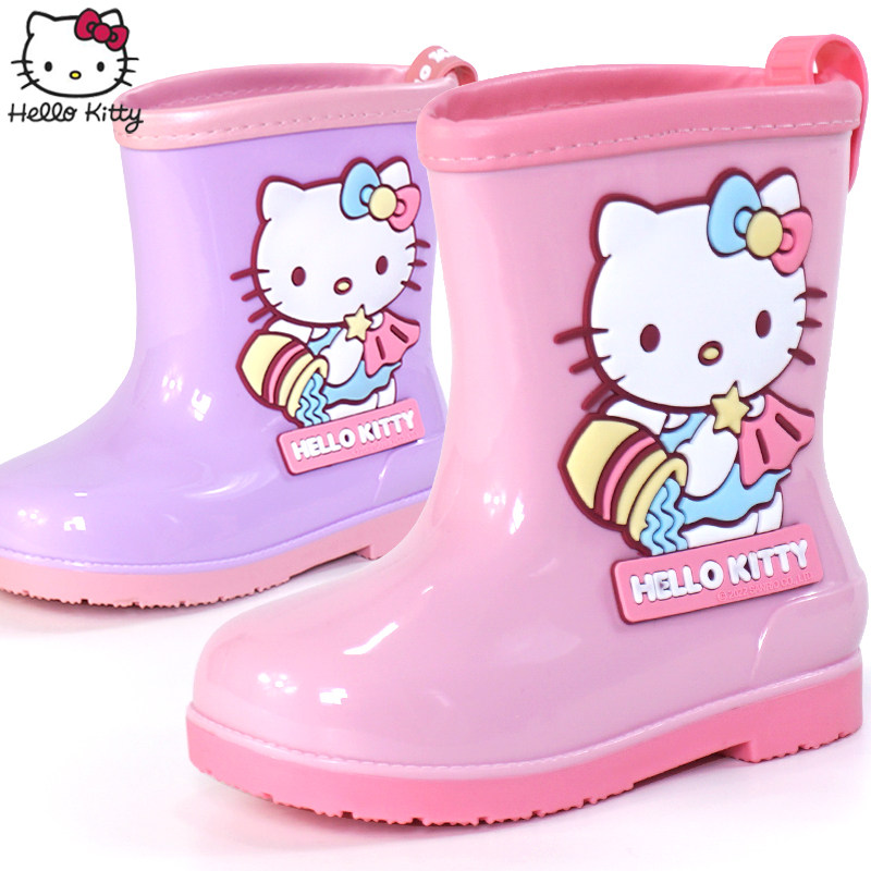 hellokitty凯蒂猫儿童雨鞋可爱卡通女童防水防滑雨靴宝宝胶鞋通盈
