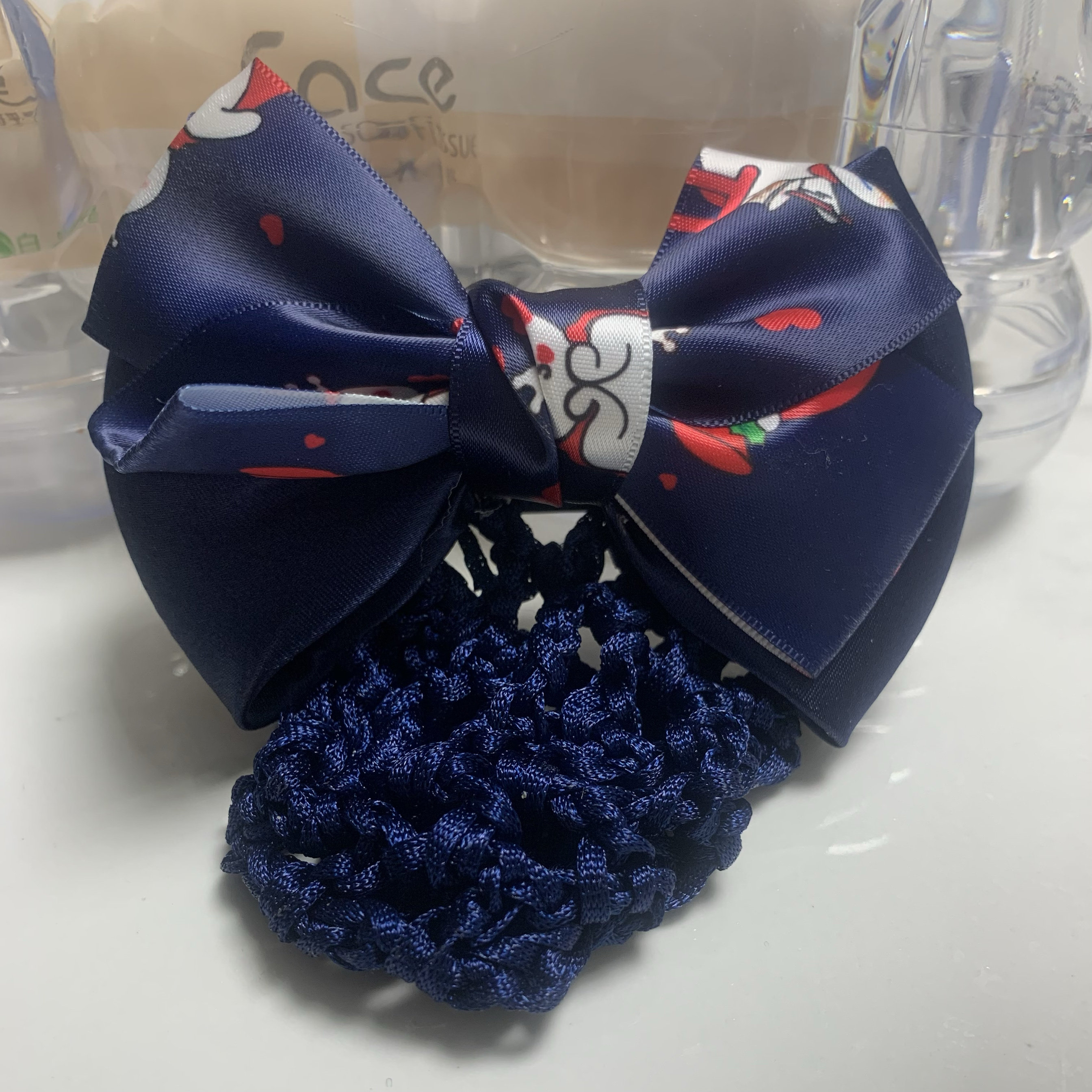 蜜冰发夹奶茶店职业头花蝴蝶结发夹发网定制专用工作发夹网兜配饰
