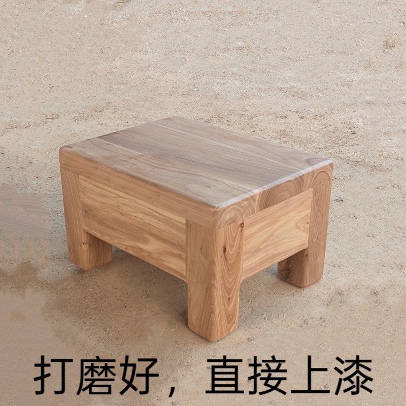 简约换鞋凳宽30cm老榆木框架长方形木凳天然木纹实木板凳木头本色