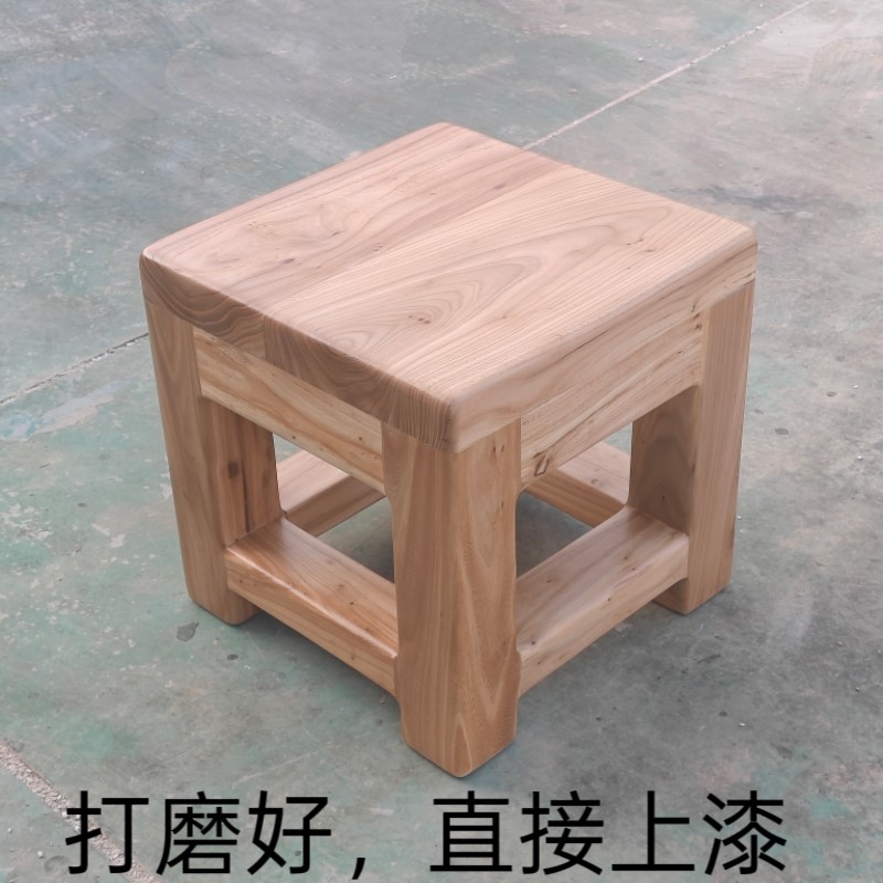 原木色老榆木长方形木凳加固简约简易坐凳家用实木矮凳铺面木板凳