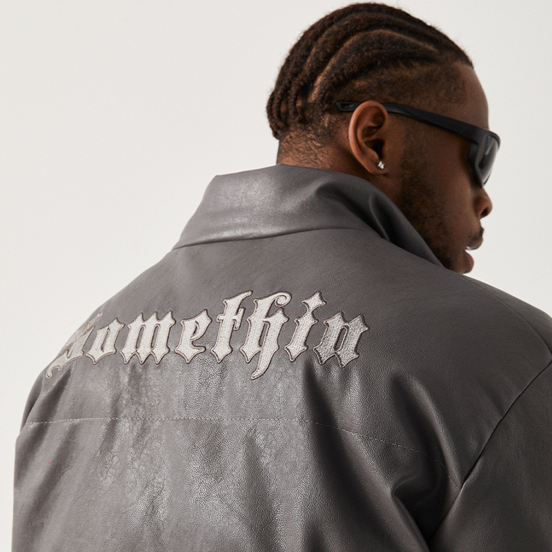 chiggalab黄鬼秋冬字母pu棉服夹克加厚款美式街头情侣款外套国潮