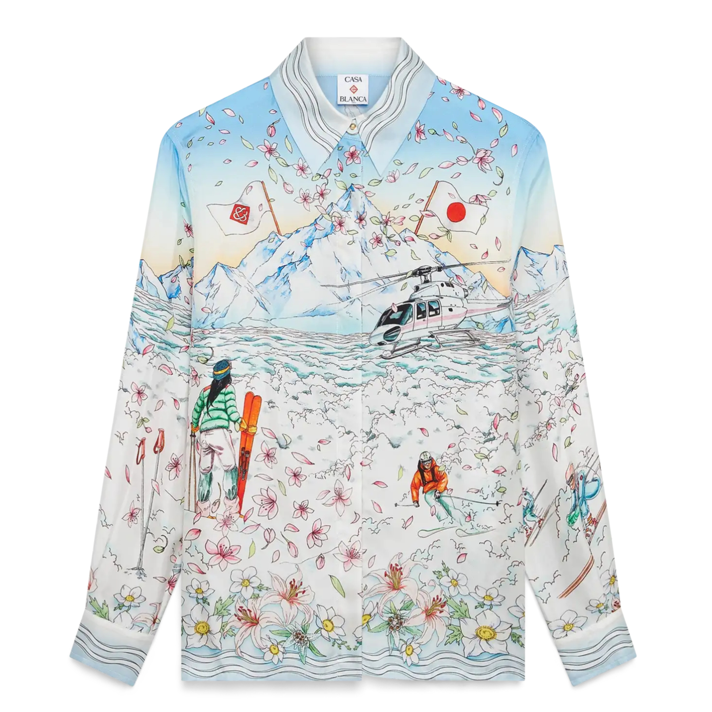 casablanca 25 雪海樱花 度假风丝休闲 夏威夷度假百搭长袖衬衣