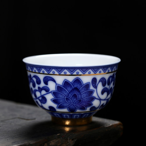 陶瓷小号复古描金家用功夫茶杯