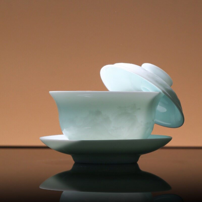 七色福 富春山居盖碗陶瓷三才盖碗中式防烫泡茶碗功夫茶具配件