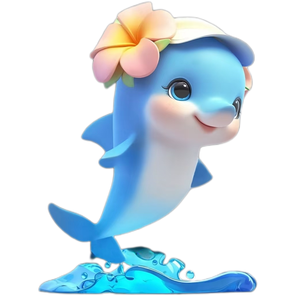 防水贴纸可爱蓝色小海豚