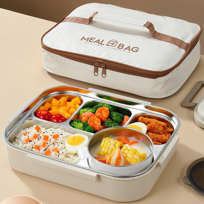 德国精工大号五格饭盒带汤碗上班族餐盒保温304不锈钢餐盘大容量