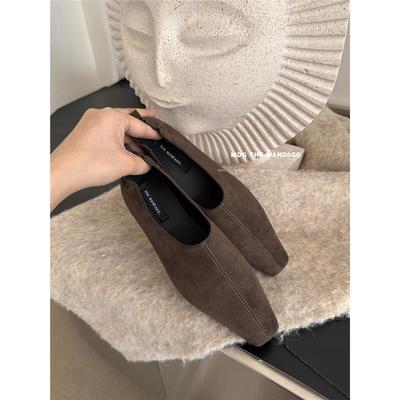 复古单鞋绒面一脚蹬休闲豆豆鞋