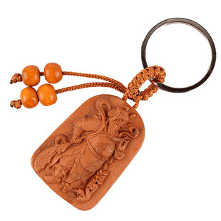 极速桃木b关公关羽关云长挂件随身钥匙扣木雕武财神平安车饰品浮