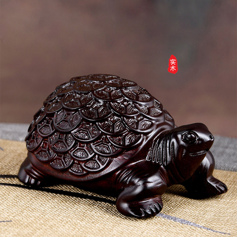 黑檀木雕金钱龟手工摆件乌龟客厅家居办公室装饰桌面工艺礼品摆设