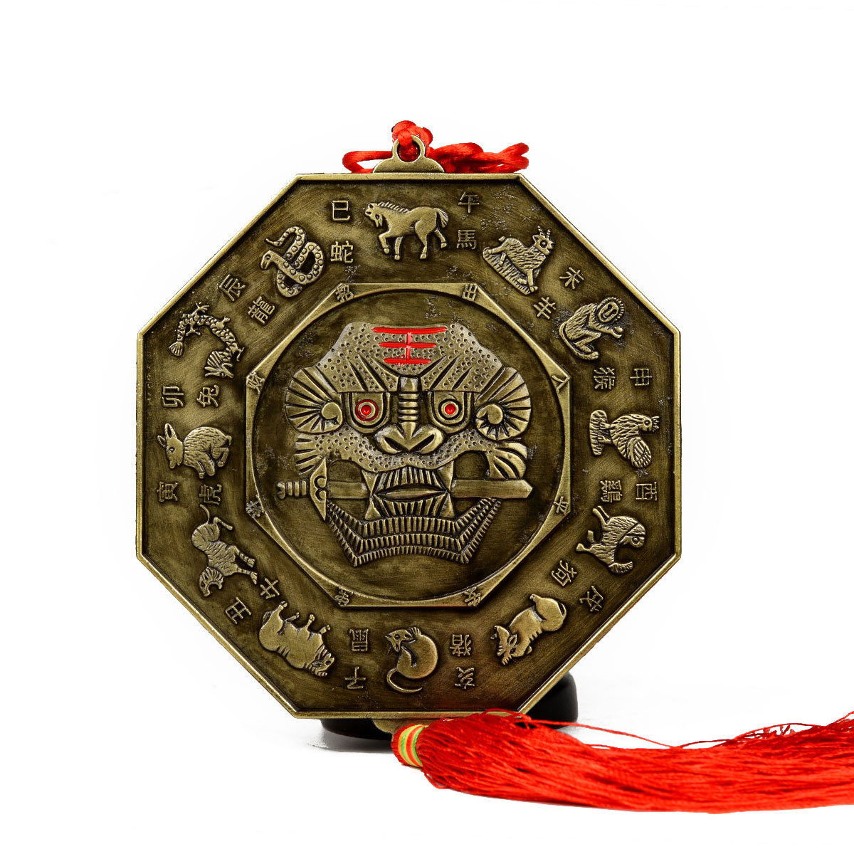 十二生肖狮咬剑虎头狮子头挂件八卦镜虎头牌兽头睚眦门对门厕所