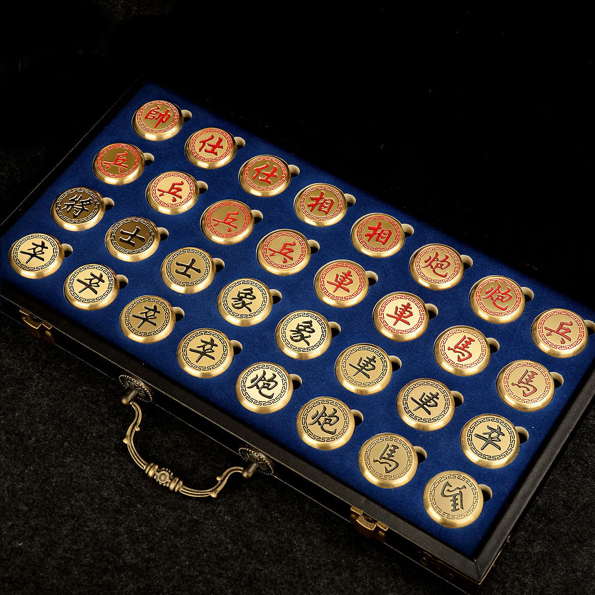 铜实心象棋创意家用大号折叠象棋盘商务礼品送礼长辈铜象棋套装