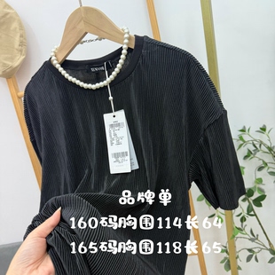 实体断码 品牌单 黑色剪边坑纹上衣8